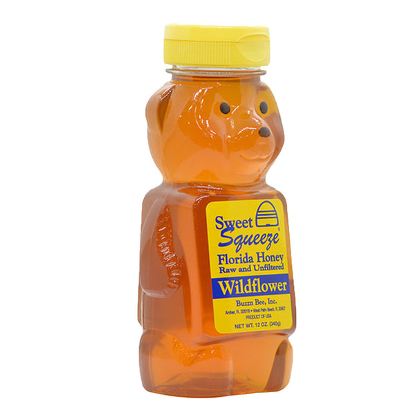 12 ounce wildflower honey bear container